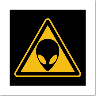 OldSalt Alien Caution Road Sign Posters and Art